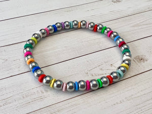 Silver Ball Color Spacer Band, 6mm, THREE