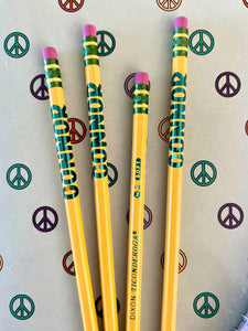 Peace Sign All Over Folder, Notebook + Pencil Custom Set