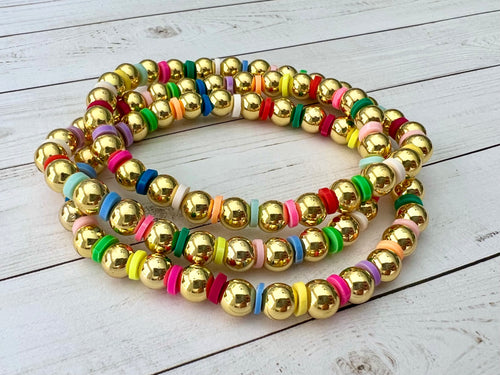 Gold Ball Color Spacer Band, 6mm, THREE
