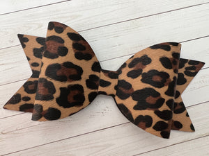 Faux Leather Spotted Animal Bow