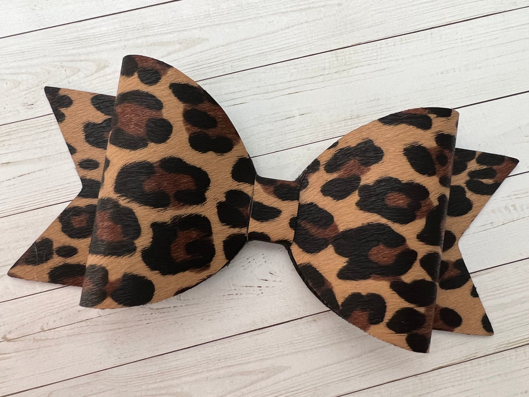 Faux Leather Spotted Animal Bow