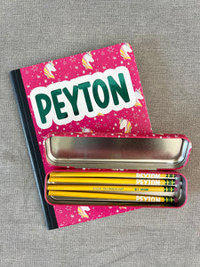 Unicorn Pencil Case w/Composition book + PENCILS Set